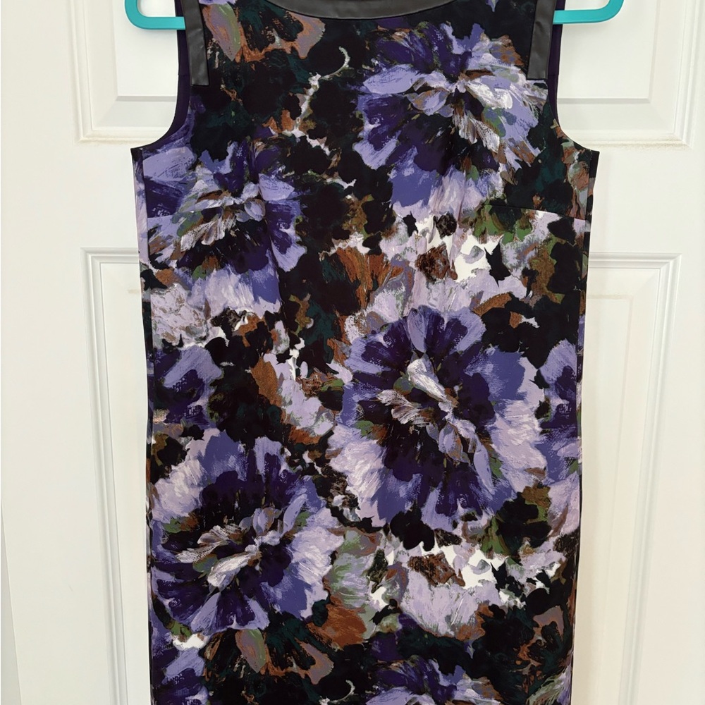 W by Worth sheath dress, fall dress, faux leather piping